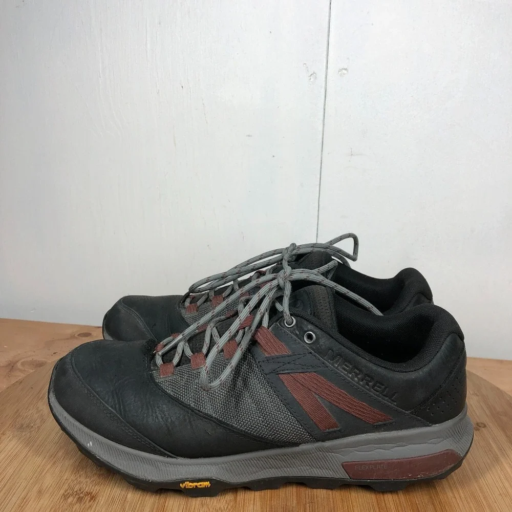 Merrell Zion Mens 9 shoes Black Leather Trail Running Hiking athletic sneakers